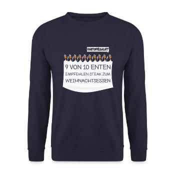 Weihnachtsessen: 9 von 10 Enten empfehlen Steak - Unisex Pullover - Navy - Vorne - Alina (178cm) & Michal (187cm)