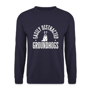 Facilement distrait par les marmottes - Sweat-shirt Unisexe - marine - Devant - Alina (178cm) & Michal (187cm)
