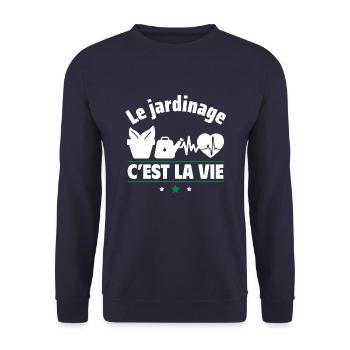 le jardinage c est la vie,jardinier,jardinière - Sweat-shirt Unisexe - marine - Devant - Alina (178cm) & Michal (187cm)