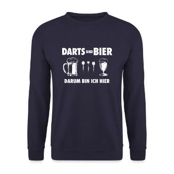 Darts und Bier - Saufen & Dart - Unisex Pullover - Navy - Vorne - Alina (178cm) & Michal (187cm)