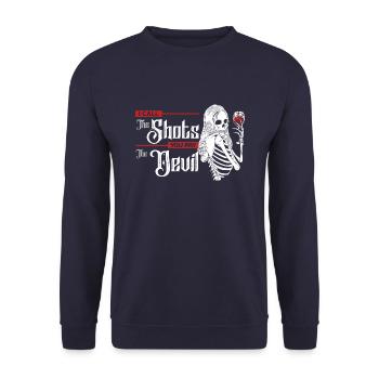 Shots trinken & Teufel bezahlen - Unisex Pullover - Navy - Vorne - Alina (178cm) & Michal (187cm)