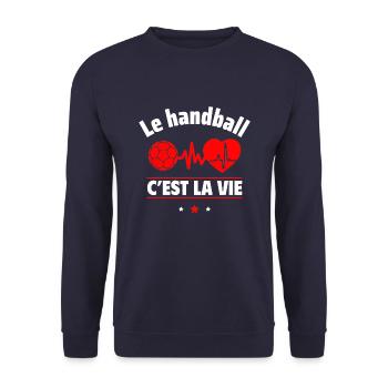 le handball est la vie,Handball,Handballeur,Sport - Sweat-shirt Unisexe - marine - Devant - Alina (178cm) & Michal (187cm)