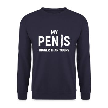 My Pen is bigger than yours - Fun - Unisex Pullover - Navy - Vorne - Alina (178cm) & Michal (187cm)