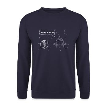 Aliens Was für ein Chaos - Unisex Pullover - Navy - Vorne - Alina (178cm) & Michal (187cm)