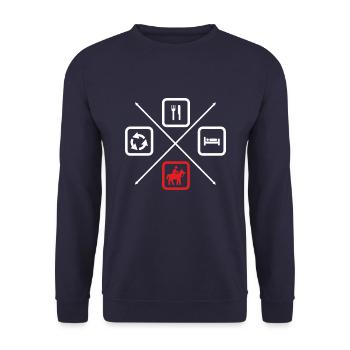 The life cycle of a rider, rider, riding - Unisex Sweatshirt - navy - Front - Alina (178cm) & Michal (187cm)
