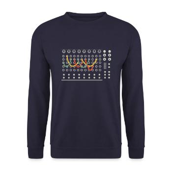 Synthesizer Techno Instrument - Unisex Pullover - Navy - Vorne - Alina (178cm) & Michal (187cm)