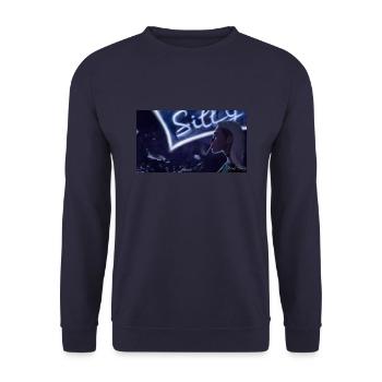 Aesthetic neon girl with cigarette - Unisex Sweatshirt - navy - Front - Alina (178cm) & Michal (187cm)