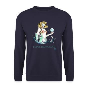 superpouvoir plongée sous marine : SUPER PLONGEUSE - Sweat-shirt Unisexe - marine - Devant - Alina (178cm) & Michal (187cm)