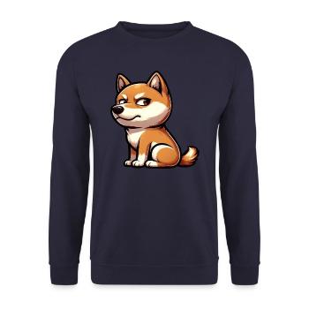 Süßer Shiba Inu lustiger skeptischer Blick - Unisex Pullover - Navy - Vorne - Alina (178cm) & Michal (187cm)