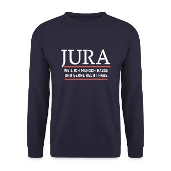 Jura - weil ich Menschen hasse und gerne Recht hab - Unisex Pullover - Navy - Vorne - Alina (178cm) & Michal (187cm)