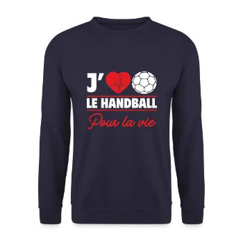 j aime le handball pour la vie,Handball,Sport - Sweat-shirt Unisexe - marine - Devant - Alina (178cm) & Michal (187cm)