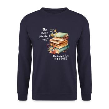 For book lovers and reading enthusiasts. You like to read - Unisex Sweatshirt - navy - Front - Alina (178cm) & Michal (187cm)