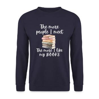 Funny Books Saying for Book Lovers - Unisex Sweatshirt - navy - Front - Alina (178cm) & Michal (187cm)