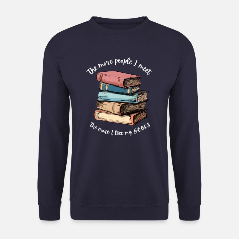 Stapel mit Büchern . Du liebst Bücher - Unisex Pullover - Navy