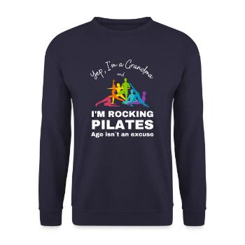 Yep, I'am a Pilates Grandma Granny for Pilates class - Unisex Sweatshirt - navy - Front - Alina (178cm) & Michal (187cm)