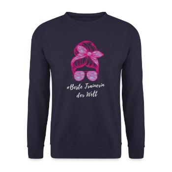 Trainers Gift Best Coach in the World - Unisex Sweatshirt - navy - Front - Alina (178cm) & Michal (187cm)