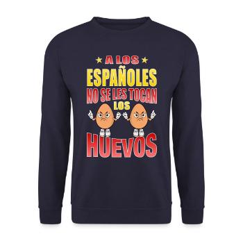 Spanier rühren ihre Eier nicht an - Unisex Pullover - Navy - Vorne - Alina (178cm) & Michal (187cm)