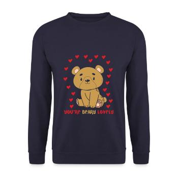 Tu es bearly lovely bear drôle animal jeux de mots - Sweat-shirt Unisexe - marine - Devant - Alina (178cm) & Michal (187cm)