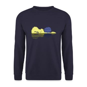 Gitarre Sonnenuntergang - Unisex Pullover - Navy - Vorne - Alina (178cm) & Michal (187cm)