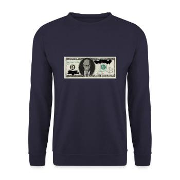 Bitcoin Crypto Dollar - Unisex Pullover - Navy - Vorne - Alina (178cm) & Michal (187cm)