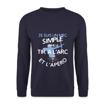 Un mec simple: J'aime le tir à l'arc et l'arc - Sweat-shirt Unisexe - marine - Devant - Alina (178cm) & Michal (187cm)