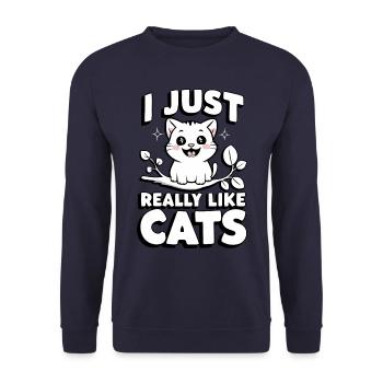 Chat Chats Amoureux Chat Propriétaire Chaton - Sweat-shirt Unisexe - marine - Devant - Alina (178cm) & Michal (187cm)