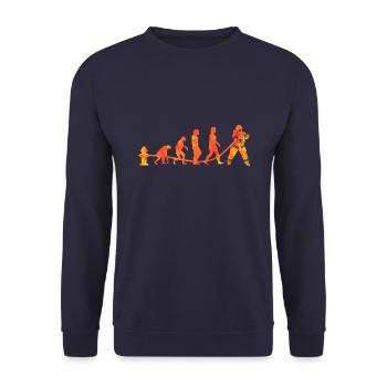Feuerwehr Evolution - Feuer löschen - Unisex Pullover - Navy - Vorne - Alina (178cm) & Michal (187cm)