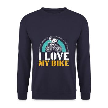 I Love my Bike Funny Bike Riding Cycling - Unisex Pullover - Navy - Vorne - Alina (178cm) & Michal (187cm)