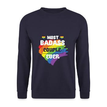 LBGT Drapeau Gay Pride Couple Humain - Sweat-shirt Unisexe - marine - Devant - Alina (178cm) & Michal (187cm)