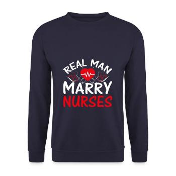 Real Man Marry Nurses Nurse - Unisex Sweatshirt - navy - Front - Alina (178cm) & Michal (187cm)