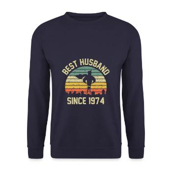 Best Husband Since 1974 wedding anniversary - Unisex Pullover - Navy - Vorne - Alina (178cm) & Michal (187cm)