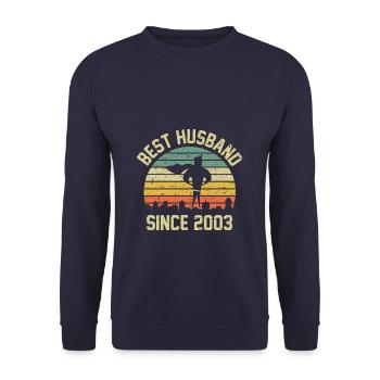 Best Husband Since 2003 wedding anniversary - Unisex Pullover - Navy - Vorne - Alina (178cm) & Michal (187cm)