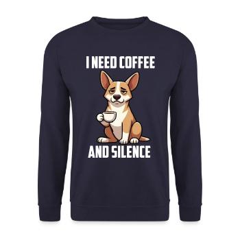 I Need Coffee and Silence Podenco Podencos  - Unisex Pullover - Navy - Vorne - Alina (178cm) & Michal (187cm)
