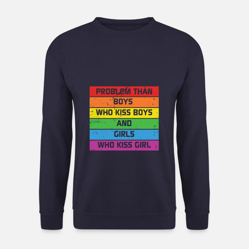 LBGT Flag Gay Pride Human Vintage Rainbow - Unisex Pullover - Navy