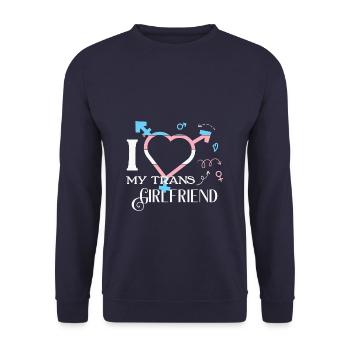LBGT Flag Gay Pride J’aime ma petite amie trans - Sweat-shirt Unisexe - marine - Devant - Alina (178cm) & Michal (187cm)