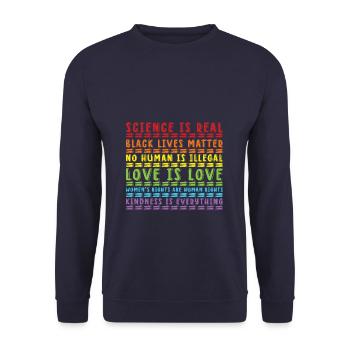 Science Is Real Black Lives Matter LGBT - Unisex Sweatshirt - navy - Front - Alina (178cm) & Michal (187cm)
