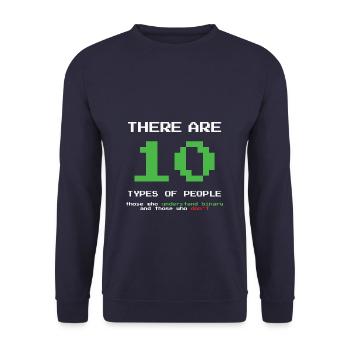 There are 10 Types of People Funny Programmer - Unisex Pullover - Navy - Vorne - Alina (178cm) & Michal (187cm)