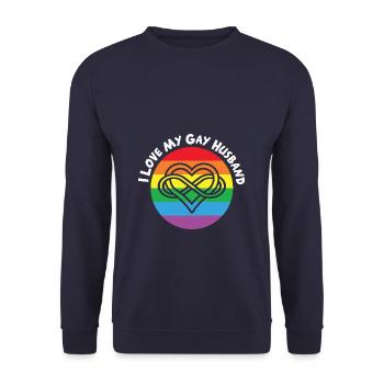LBGT Flag Gay Pride Human J’aime mon mari gay - Sweat-shirt Unisexe - marine - Devant - Alina (178cm) & Michal (187cm)
