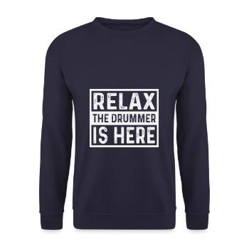 Relax the drummer is here drummers - Unisex Sweatshirt - navy - Front - Alina (178cm) & Michal (187cm)