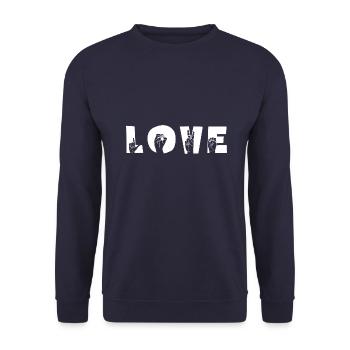 "LOVE" Love with a show of hands - Unisex Sweatshirt - navy - Front - Alina (178cm) & Michal (187cm)