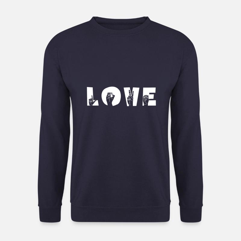 "LOVE" Liebe mit Handzeichen - Unisex Pullover - Navy