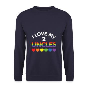 LBGT Flag Gay Pride Human Love my 2 Uncles - Unisex Sweatshirt - navy - Front - Alina (178cm) & Michal (187cm)