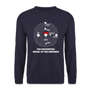 Egocentric Model of the Universe - Worldview Physics - Unisex Sweatshirt - navy - Front - Alina (178cm) & Michal (187cm)