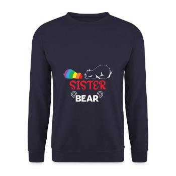 LBGT Flag Gay Pride Sœur humaine Ours - Sweat-shirt Unisexe - marine - Devant - Alina (178cm) & Michal (187cm)