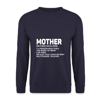 Noun Definition Nutrition pour maman mère - Sweat-shirt Unisexe - marine - Devant - Alina (178cm) & Michal (187cm)