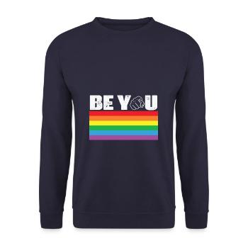 LBGT Flag Gay Pride Human Be You - Unisex Pullover - Navy - Vorne - Alina (178cm) & Michal (187cm)
