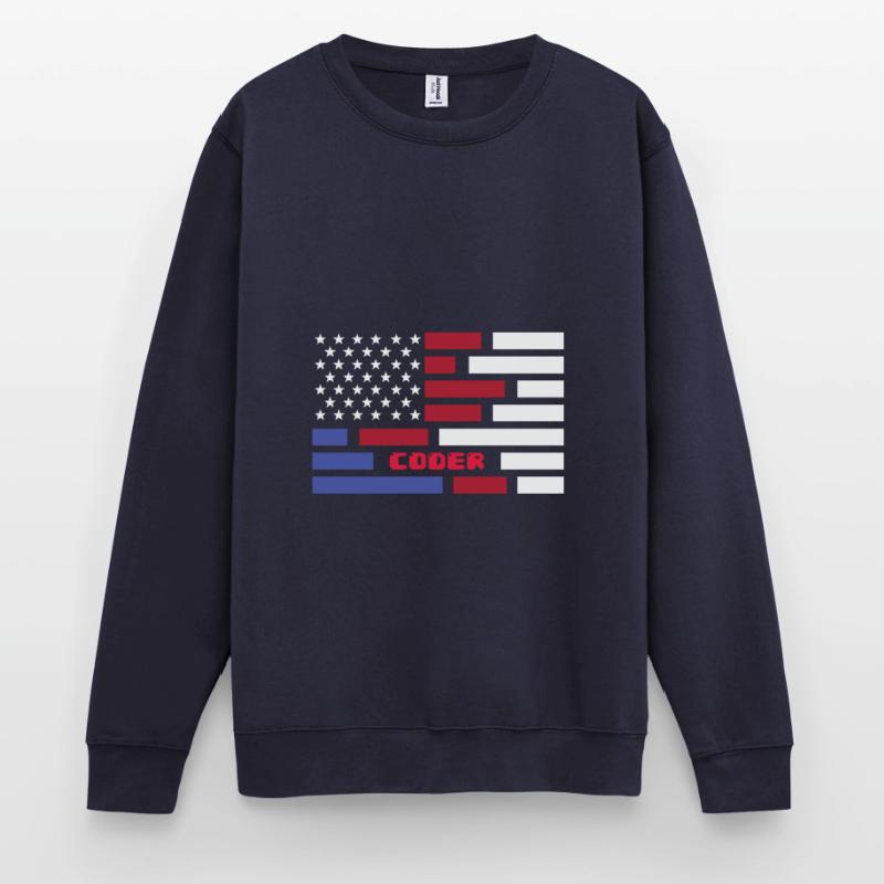 American Flag Coder Coding Computer Nerd Unisex Pullover