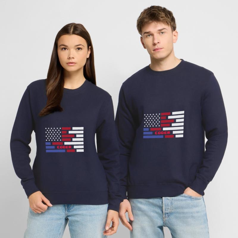 American Flag Coder Coding Computer Nerd Unisex Pullover
