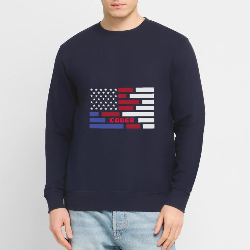 American Flag Coder Coding Computer Nerd Unisex Pullover