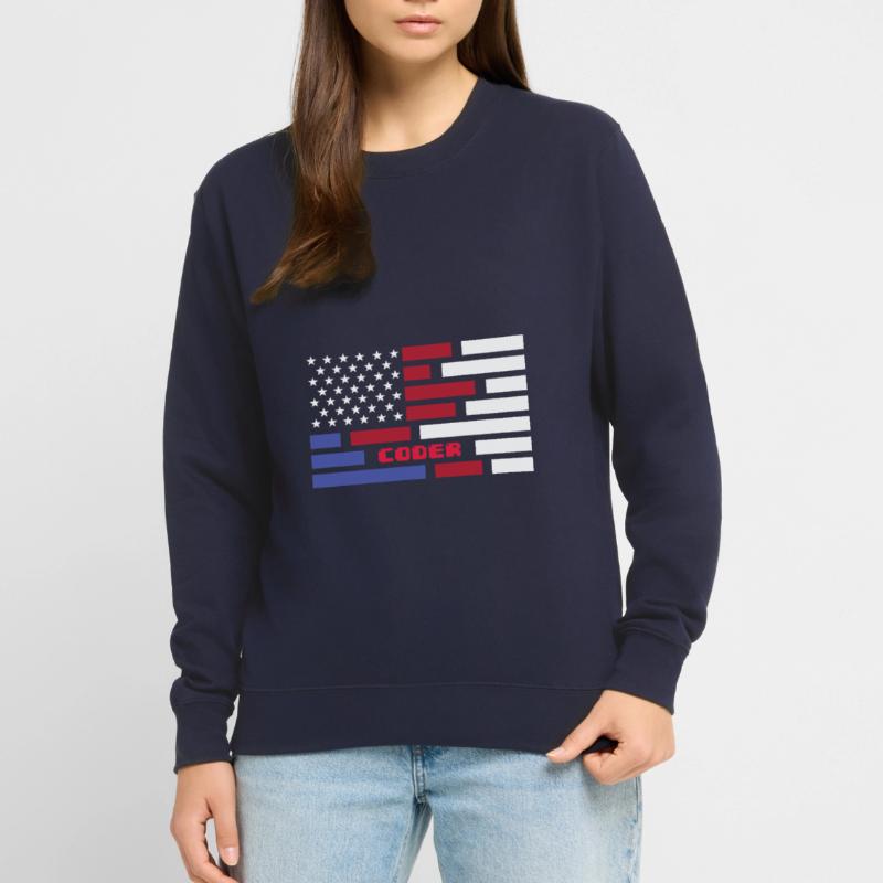 American Flag Coder Coding Computer Nerd Unisex Pullover